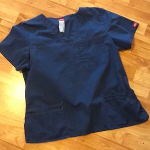DICKIES size M navy blue V neck short sleeve medical hospital scrubs top